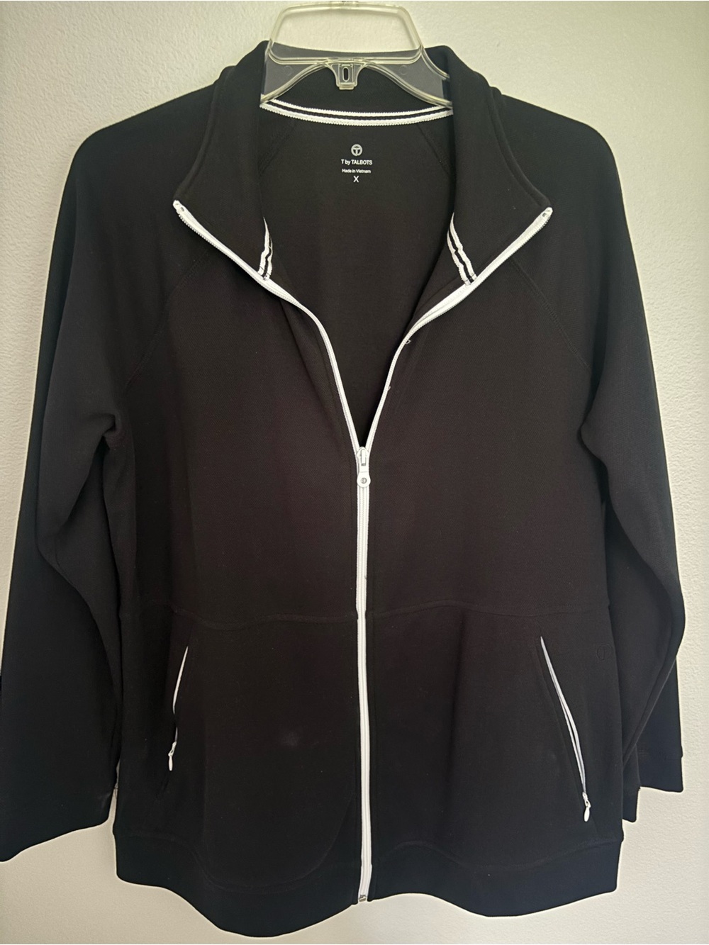Talbots Black Zip-Up with White Trim